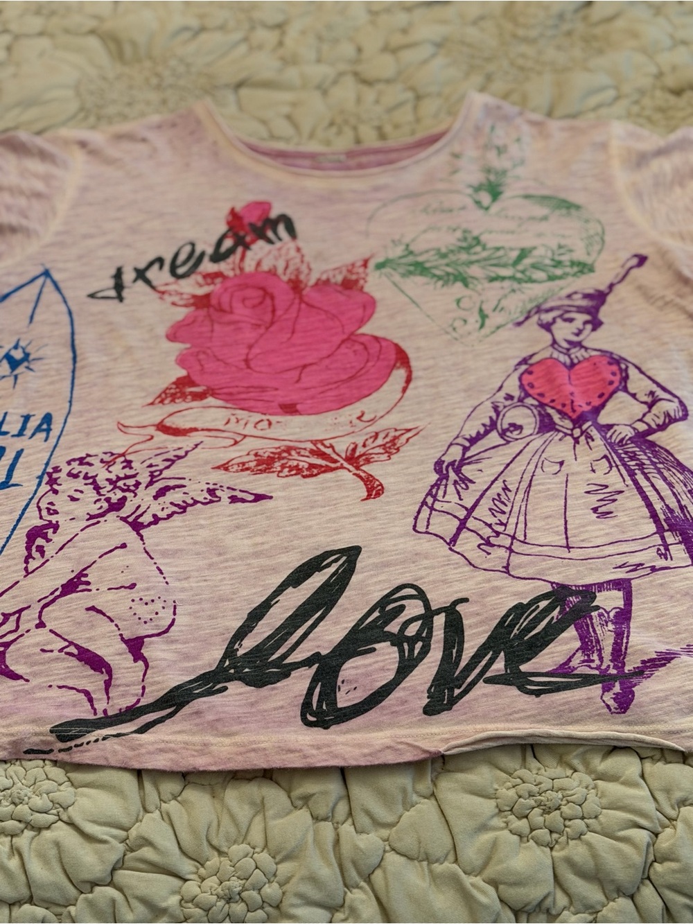 Magnolia Pearl Pink Floral & Illustrated Short Sleeve Tee - Picture 3 of 6
